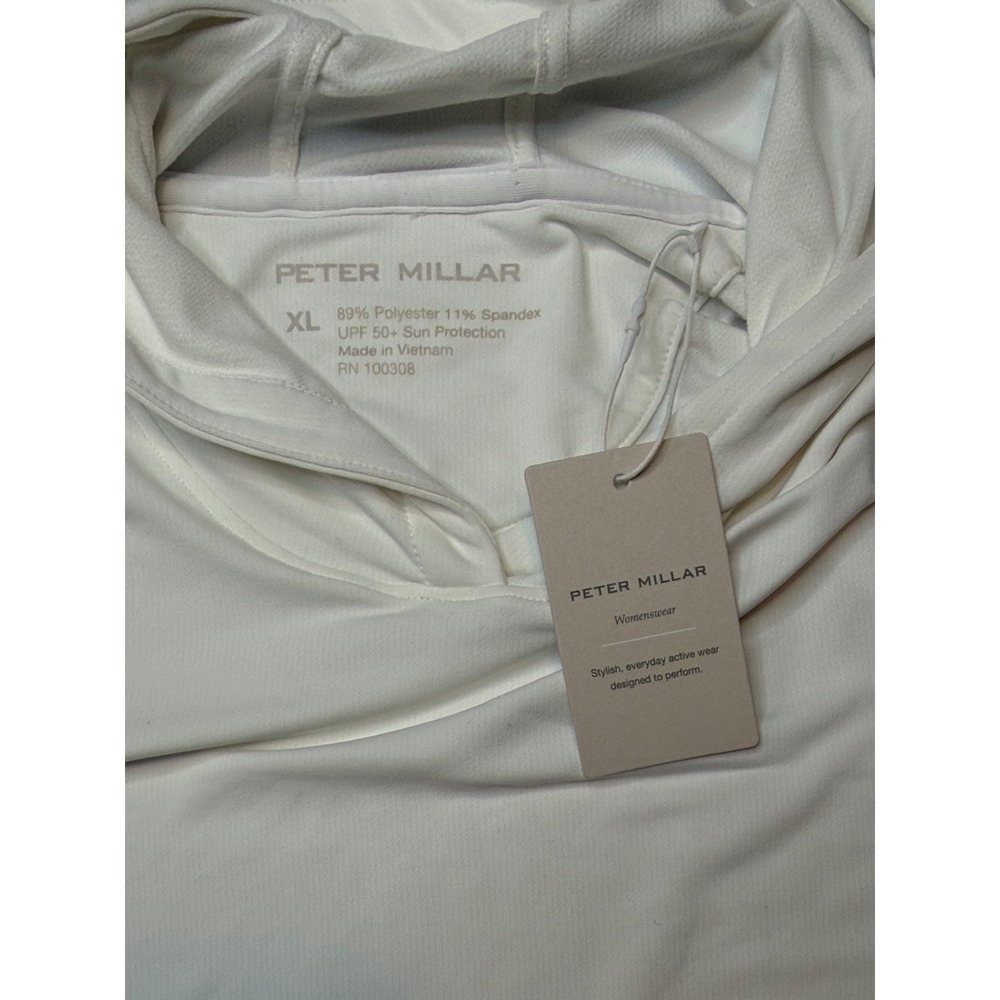 Peter Millar Women's White Sun Protection UPF 50+ Active Hoodie Pullover NWT XL - Picture 5 of 6